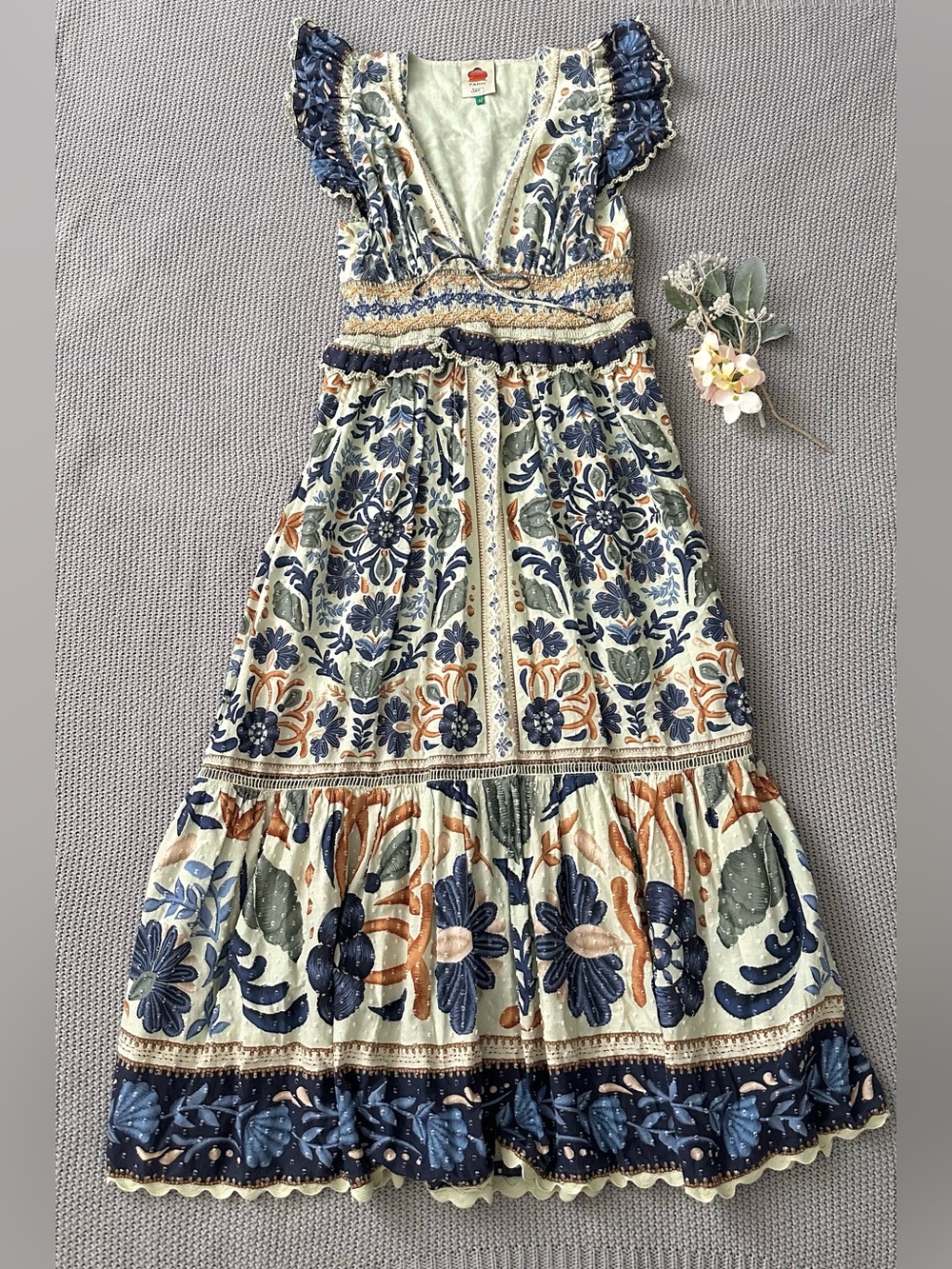 FARM RIO Ocean Tapestry Maxi Dress Large